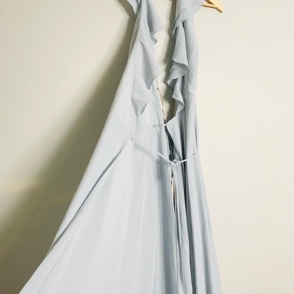The Riley Lace-up Back Wrap Evening Dress In Ocean Mist - Picture 9 of 11